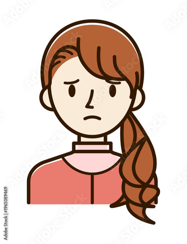 ベクターイラスト素材：困ったり悩んだりしている若い女性アイコン