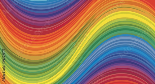 Fondo abstracto con líneas onduladas de colores del arcoíris que crean un efecto de movimiento fluido y vibrante para diseños creativos modernos.
