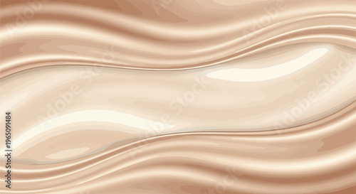 Textura cremosa de base de maquillaje líquida en tonos beige con ondas suaves y reflejos brillantes para diseño de cosméticos y belleza.
