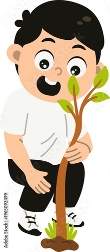 Anak Membawa Bibit Pohon untuk Kegiatan Penghijauan