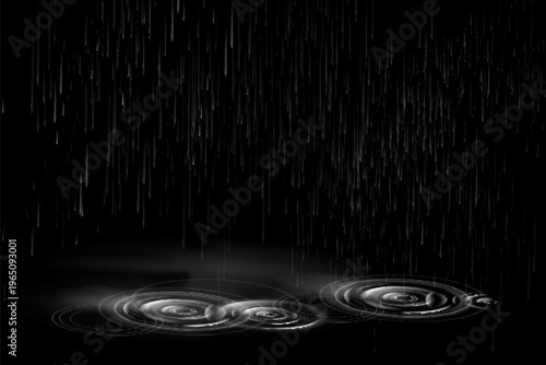 Fotografía Rain on black. Vector rain texture. Abstract vector background.