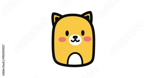 Cute Cartoon Shiba Inu Dog Face.