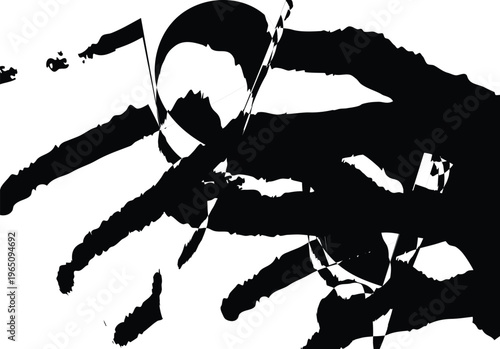 Dynamic abstract black and white ink blot graphic background. grunge smear texture element for modern design