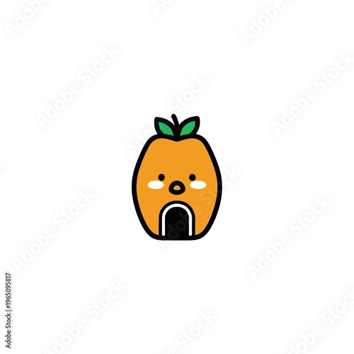 Cute Orange Cartoon Character Face.