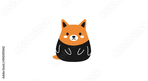 Cute Shiba Inu Dog Wearing Sweater.