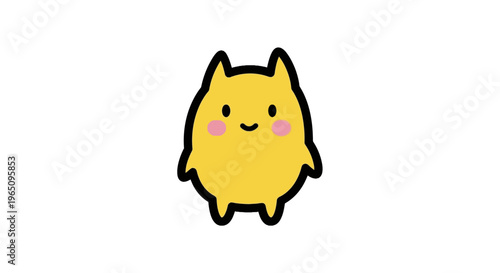 Cute Cartoon Yellow Cat Face.