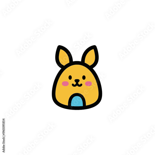 Cute Cartoon Yellow Bunny Face.