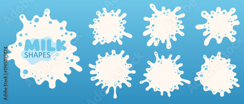 Abstract milk splash and liquid shape illustration with soft edges. Frame puddle water design for text, banners, posters, kids graphics