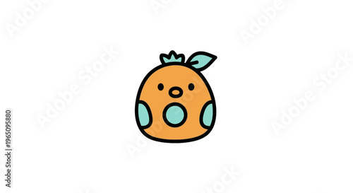 Cute Orange Cartoon Character Face.