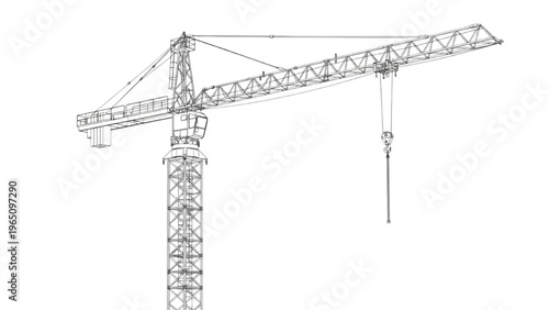 Construction crane outline drawing for building and industrial projects