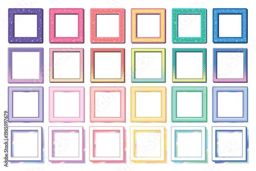 6色のシンプルな正方形のワイプフレームセット
