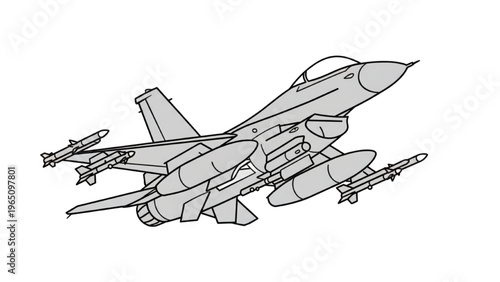 Modern military fighter jet graphic showcasing advanced aerial warfare and defense capabilities