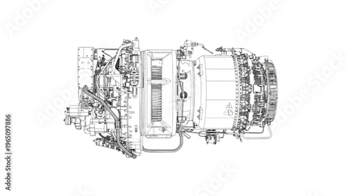 Technical illustration showcasing the internal mechanics of a sophisticated turbine engine