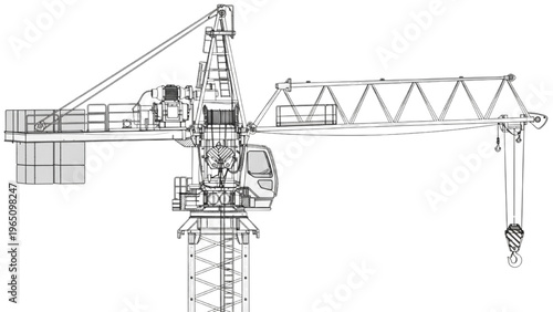 Construction Crane Outline Drawing For Industrial And Engineering Projects