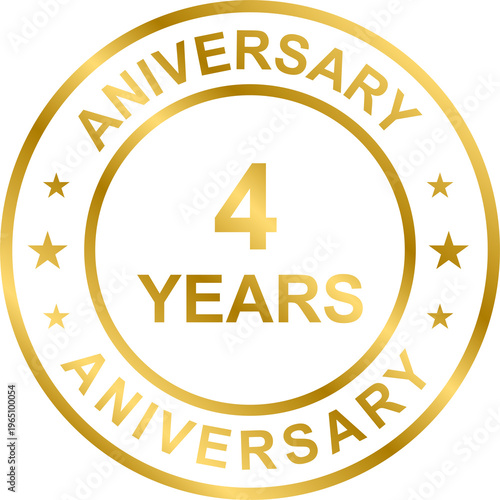 4 years anniversary gold icon for graphic design, logo, website, social media, mobile app, UI illustration