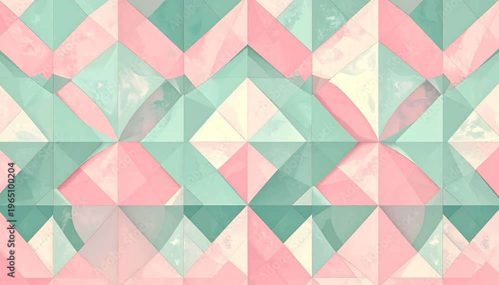 Fototapeta premium Abstract geometric pattern in pastel pink, green, and cream tones