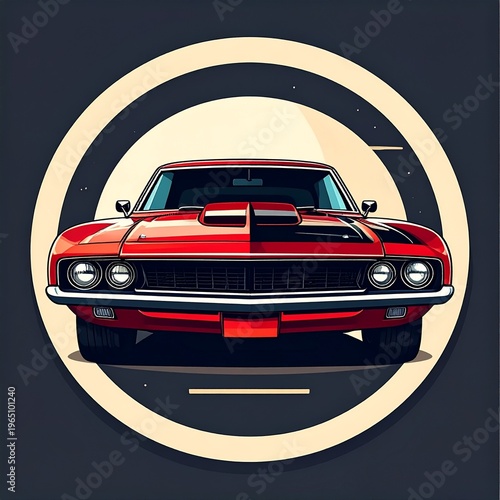 muscle car transportation logo design in a flat art style