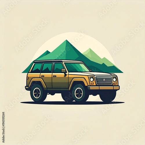 jeep car transportation logo design in a flat art style