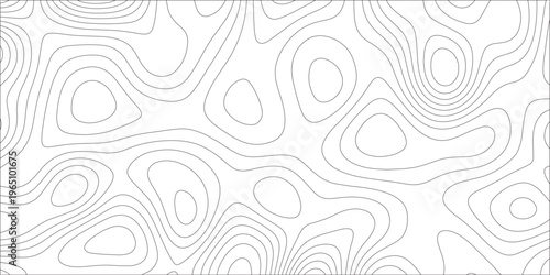 Ocean topographic line map with curvy wave isolines vector illustration. Abstract topographic contours map background, Vector contour topographic map. Cartography texture abstract banner use..	