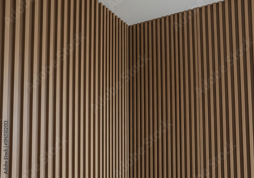 Wallpaper Mural Contemporary Vertical Slatted Wood Wall Panels. Modern Interior Design Feature with Warm Brown Timber Texture Background Torontodigital.ca