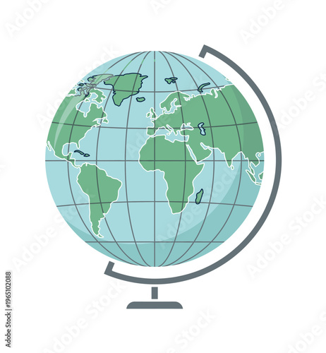 A simple, flat design vector of a school globe. Perfect for educational materials, travel websites, geography lessons, and global business presentations.