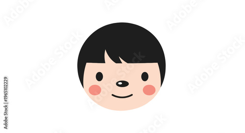 Smiling cartoon child face closeup.