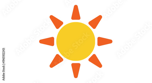 Simple Yellow Sun Icon Symbol.