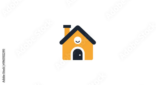 Simple Yellow House Icon Illustration.