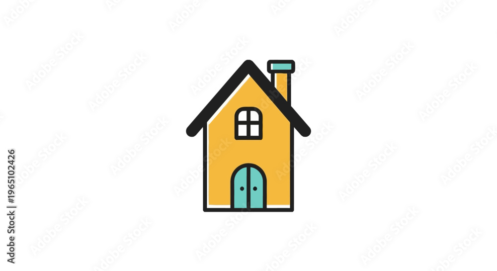 Fototapeta premium Simple Yellow House Icon Illustration.