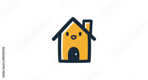 Simple Yellow House Cartoon Icon.