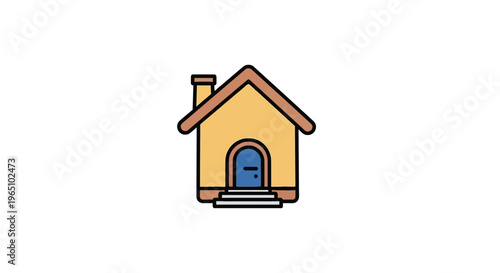 Simple Cartoon House Icon Illustration.