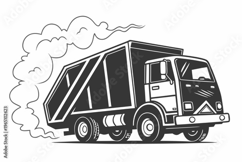 Trash Truck Pollution Silhouette Icon Vector Graphic Isolated