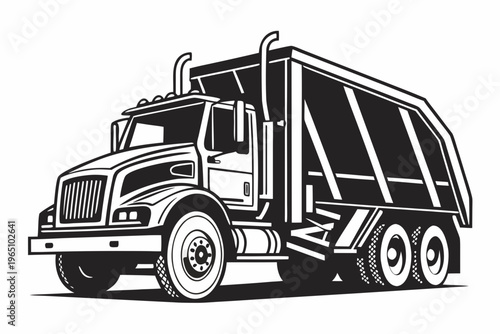 Waste Collection Garbage Truck Silhouette Vector Icon Design