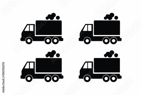 Environmental Pollution Garbage Truck Silhouette Vector Illustration
