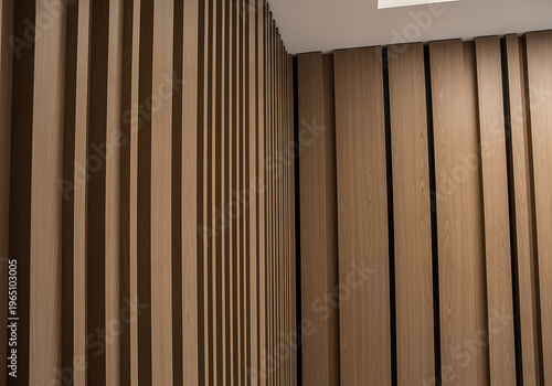 Wallpaper Mural Contemporary Vertical Slatted Wood Wall Panels. Modern Interior Design Feature with Warm Brown Timber Texture Background Torontodigital.ca