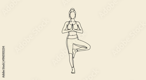 Woman practices yoga in serene outdoor vector eps setting