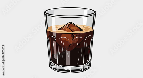 An eps vector illustration of a cold coffee drink with ice in a glass.