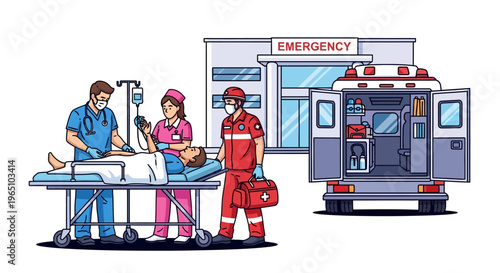 Emergency Medical Team Rescues Patient Outside Hospital With Ambulance