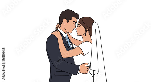 Wedding Couple Kissing Embrace - Bride and Groom Romantic Moment