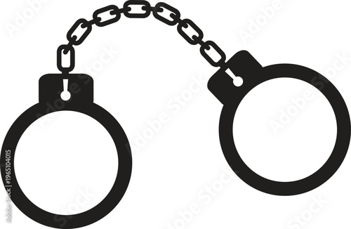 A pair of black handcuffs with chain link
