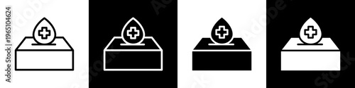 Blood donation black and white icon design concept