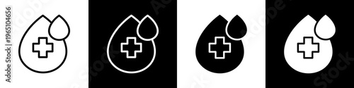  Blood donation black and white icon design concept