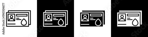 Blood donor card black and white icon design concept