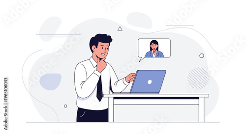 Man in Video Call, Online Meeting, Remote Work, Business Communication