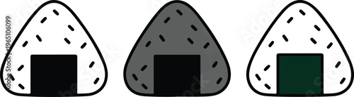 Set of minimalist sushi nigiri icons in outline silhouette and colorful orange flat vector Japanese cuisine food styles.