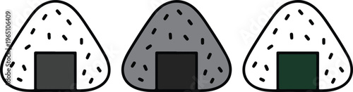 Set of minimalist sushi nigiri icons in outline silhouette and colorful orange flat vector Japanese cuisine food styles.