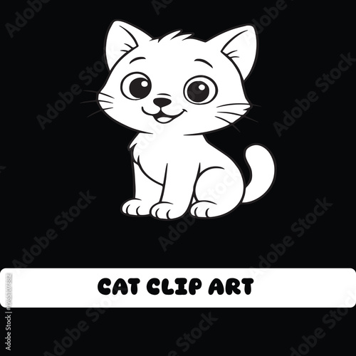 Cat Clip Art Black and White