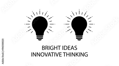 Two radiant light bulbs side by side, glowing rays, symbolizing creativity, inspiration, bright ideas, innovative thinking, inventive problem-solving.