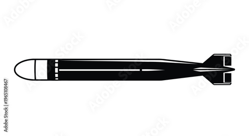 Missile Weapon Icon – Military Rocket Side View Outline Vector