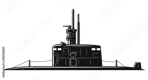 Submarine Icon – Military Underwater Naval Vessel Outline Vector